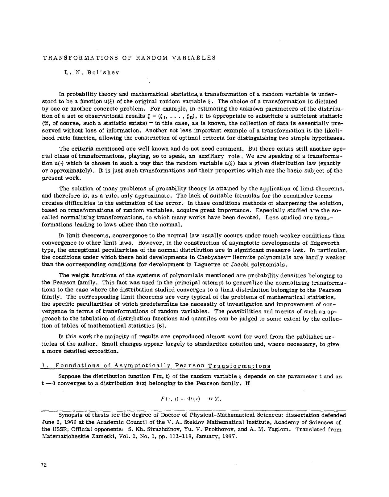 Transformations of random variables by Unknown