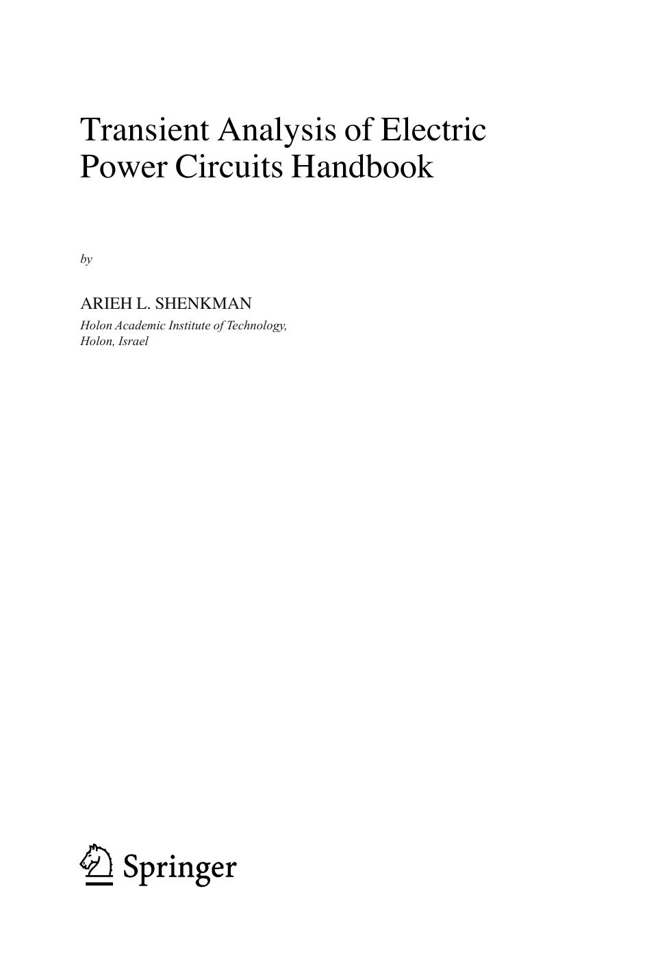 Transient analysis of electric power circuits handbook by Arieh L Shenkman