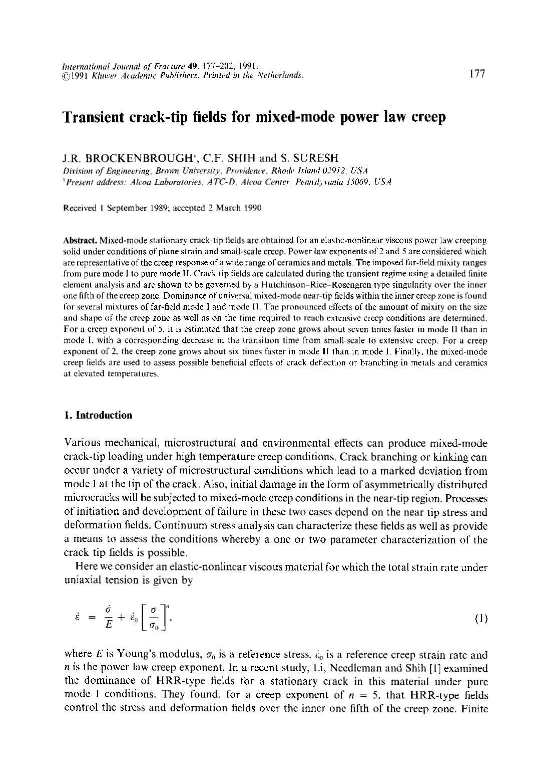 Transient crack-tip fields for mixed-mode power law creep by Unknown