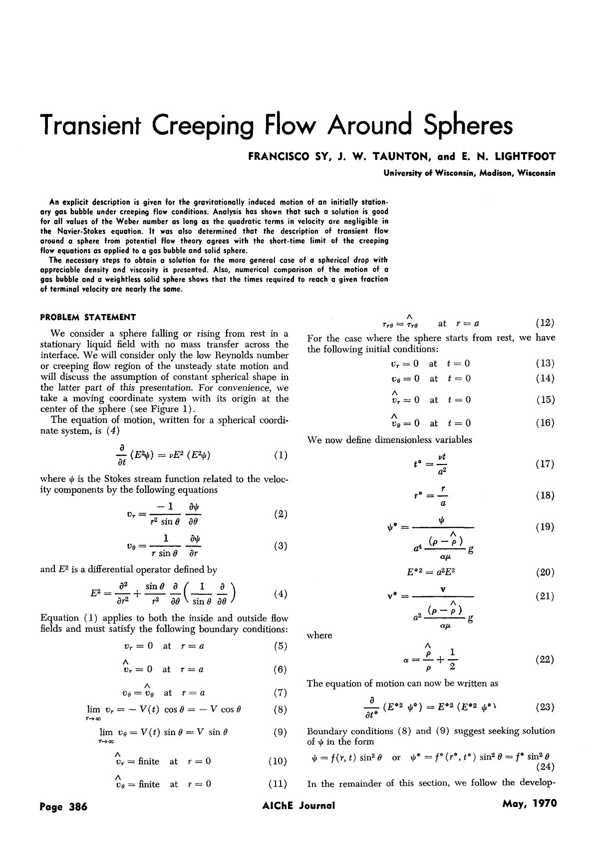 Transient creeping flow around spheres by Unknown