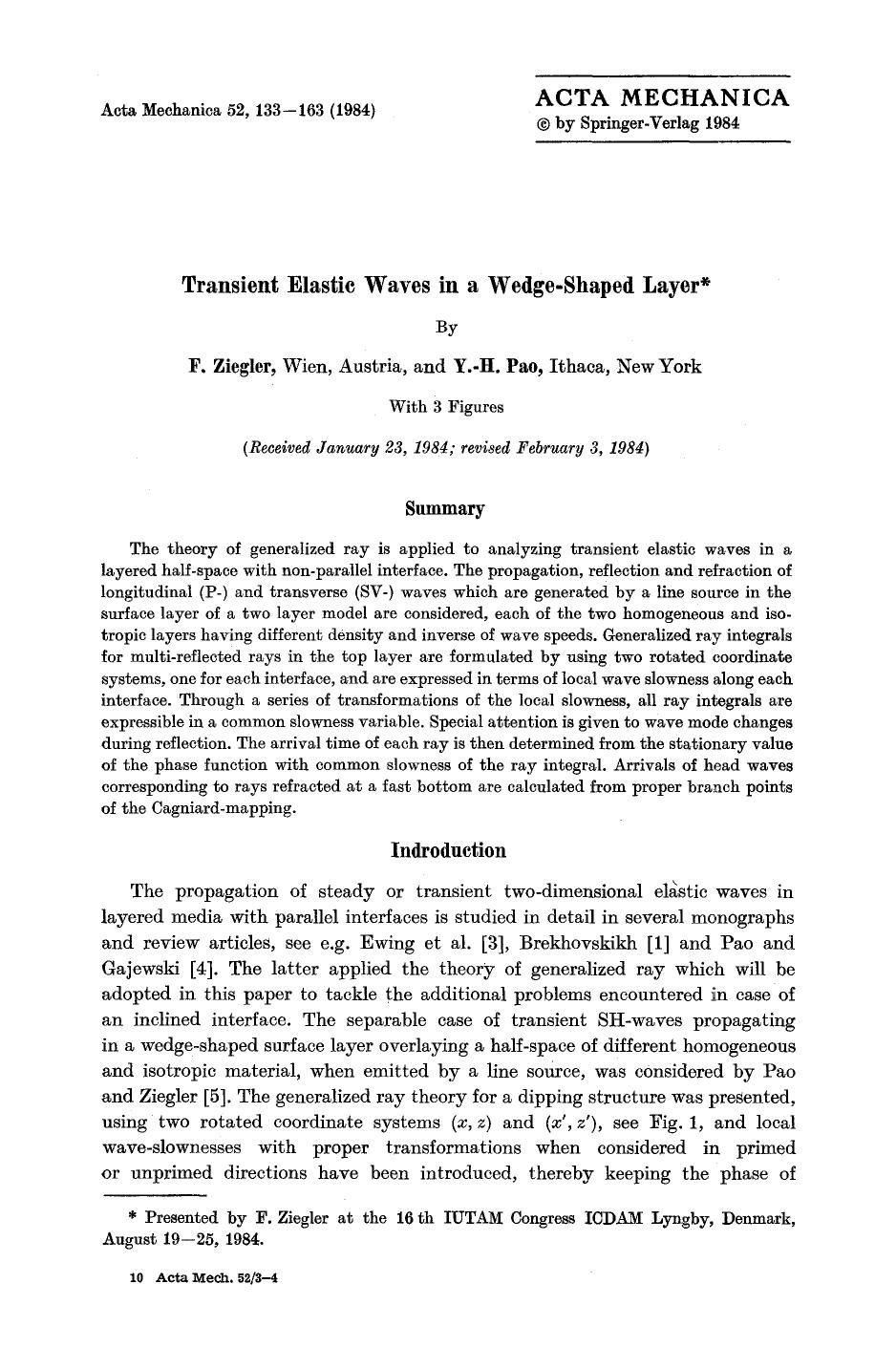Transient elastic waves in a wedge-shaped layer by Unknown