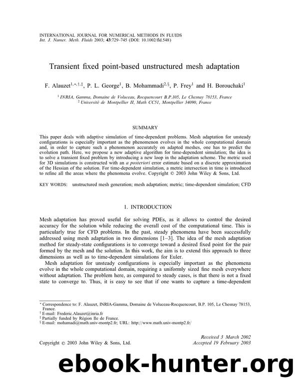 Transient fixed point-based unstructured mesh adaptation by Unknown