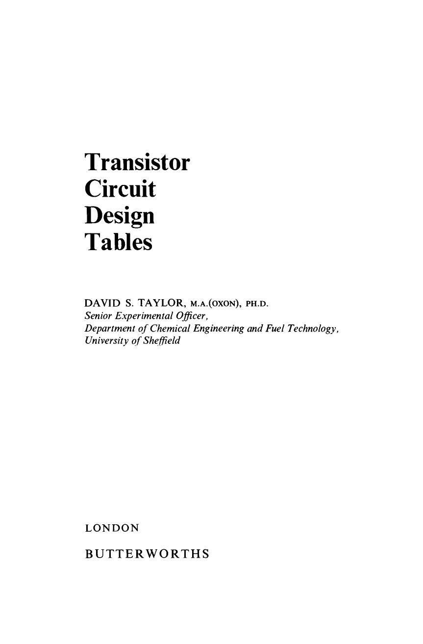 Transistor Circuit Design Tables by David S. Taylor (Auth.)