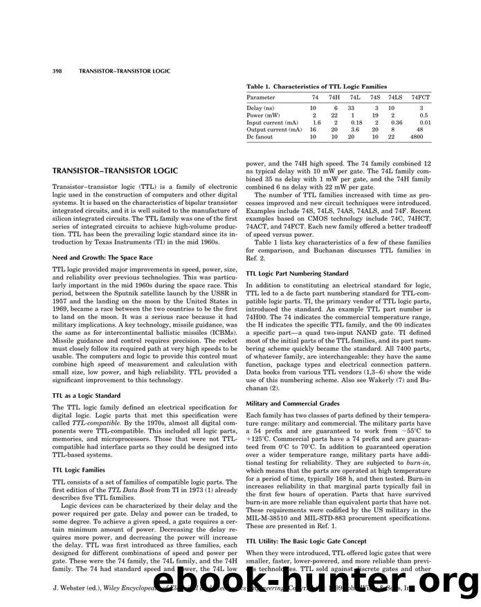 Transistor-Transistor Logic". In: Wiley Encyclopedia of Electrical and Electronics Engineering by Unknown