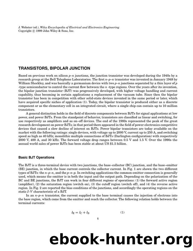 Transistors, Bipolar Junction". In: Wiley Encyclopedia of Electrical and Electronics Engineering by Unknown
