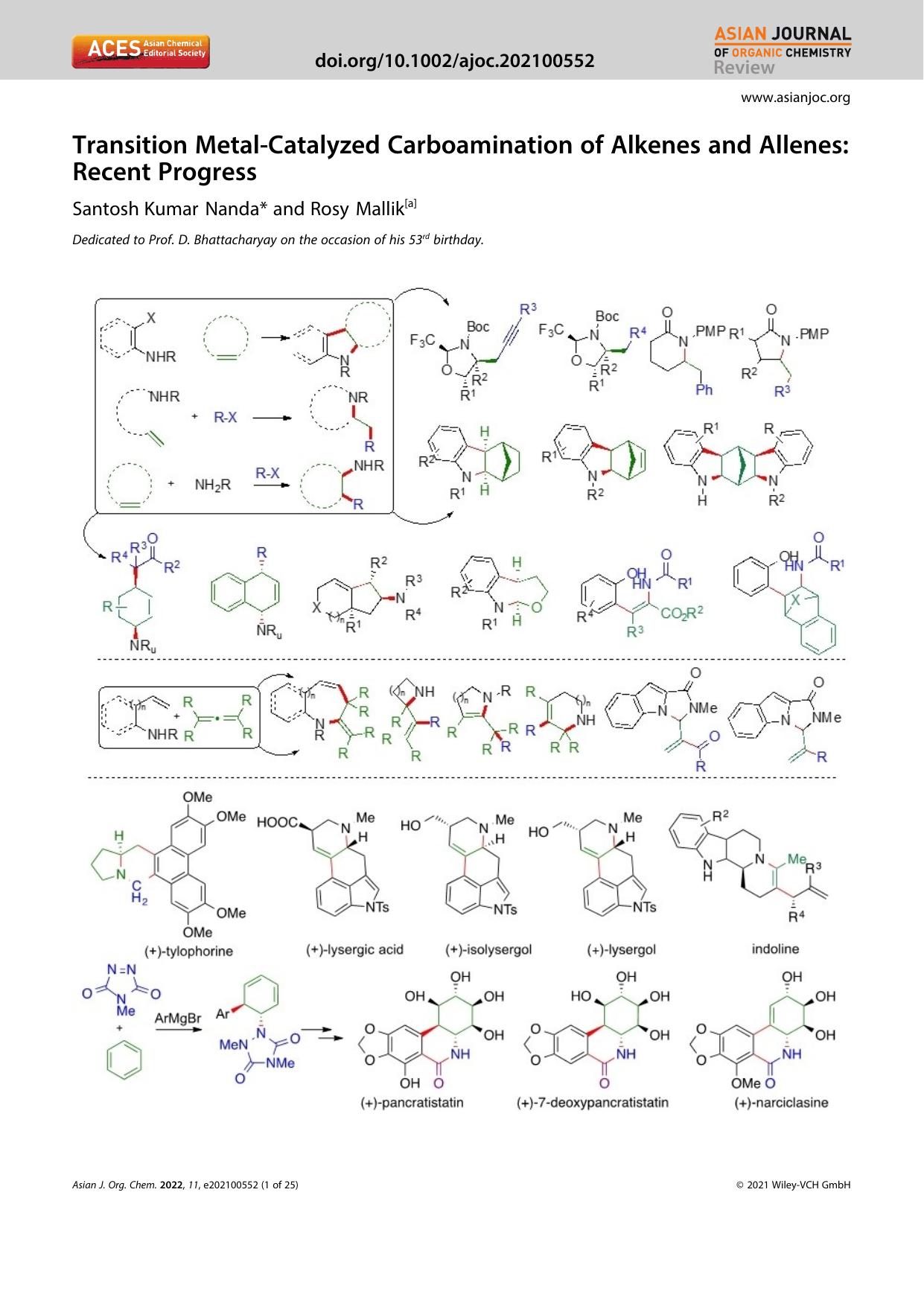 Transition MetalâCatalyzed Carboamination of Alkenes and Allenes: Recent Progress by Unknown