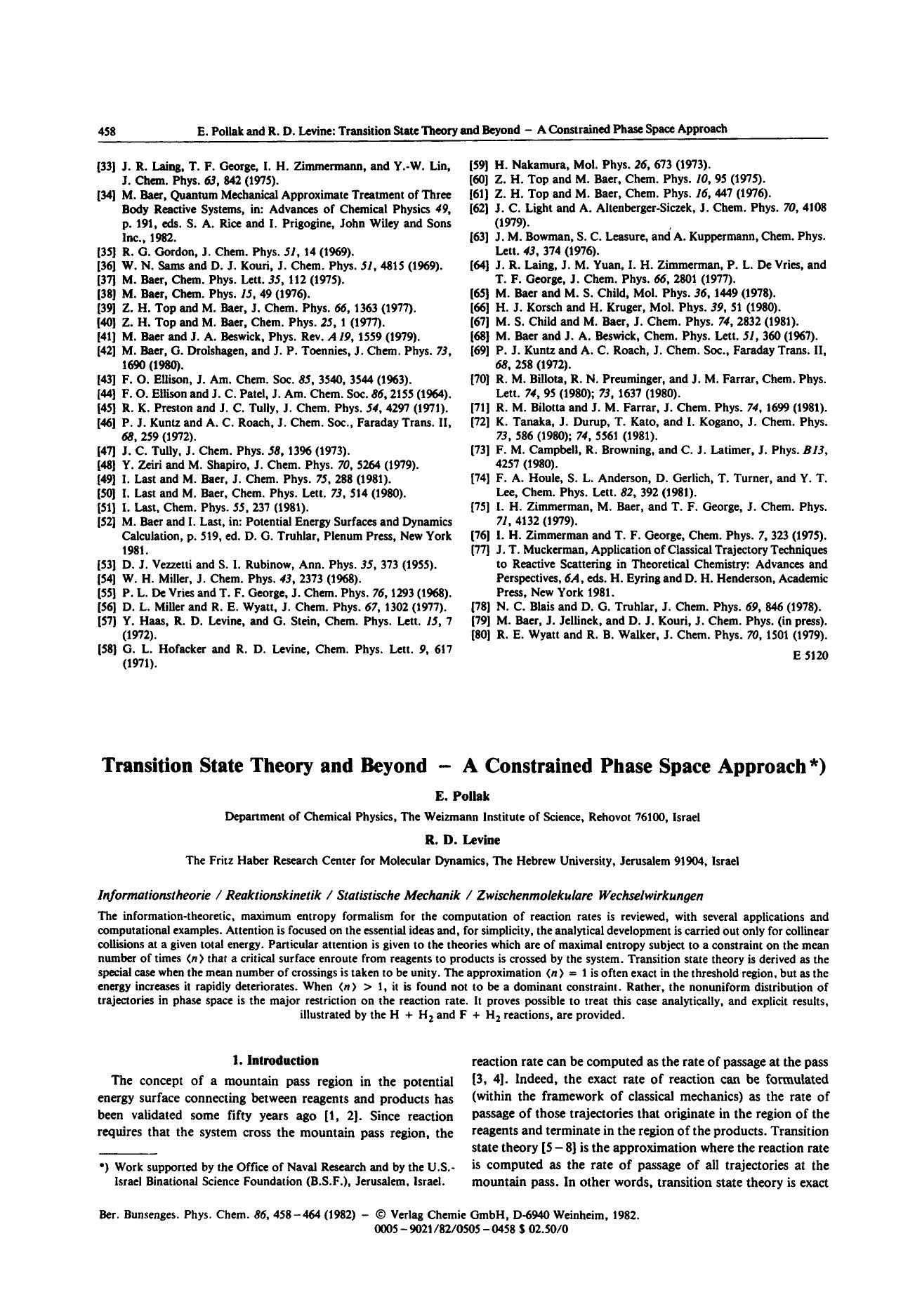 Transition State Theory and Beyond - A Constrained Phase Space Approach by Unknown