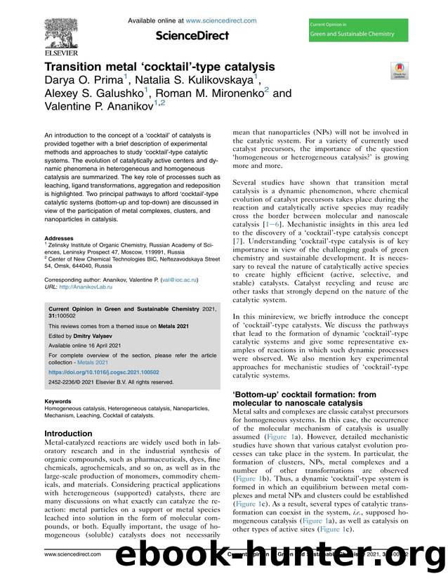 Transition metal ‘cocktail'-type catalysis by unknow