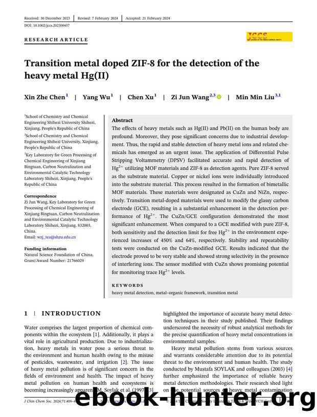 Transition metal doped ZIFâ8 for the detection of the heavy metal Hg(II) by Unknown