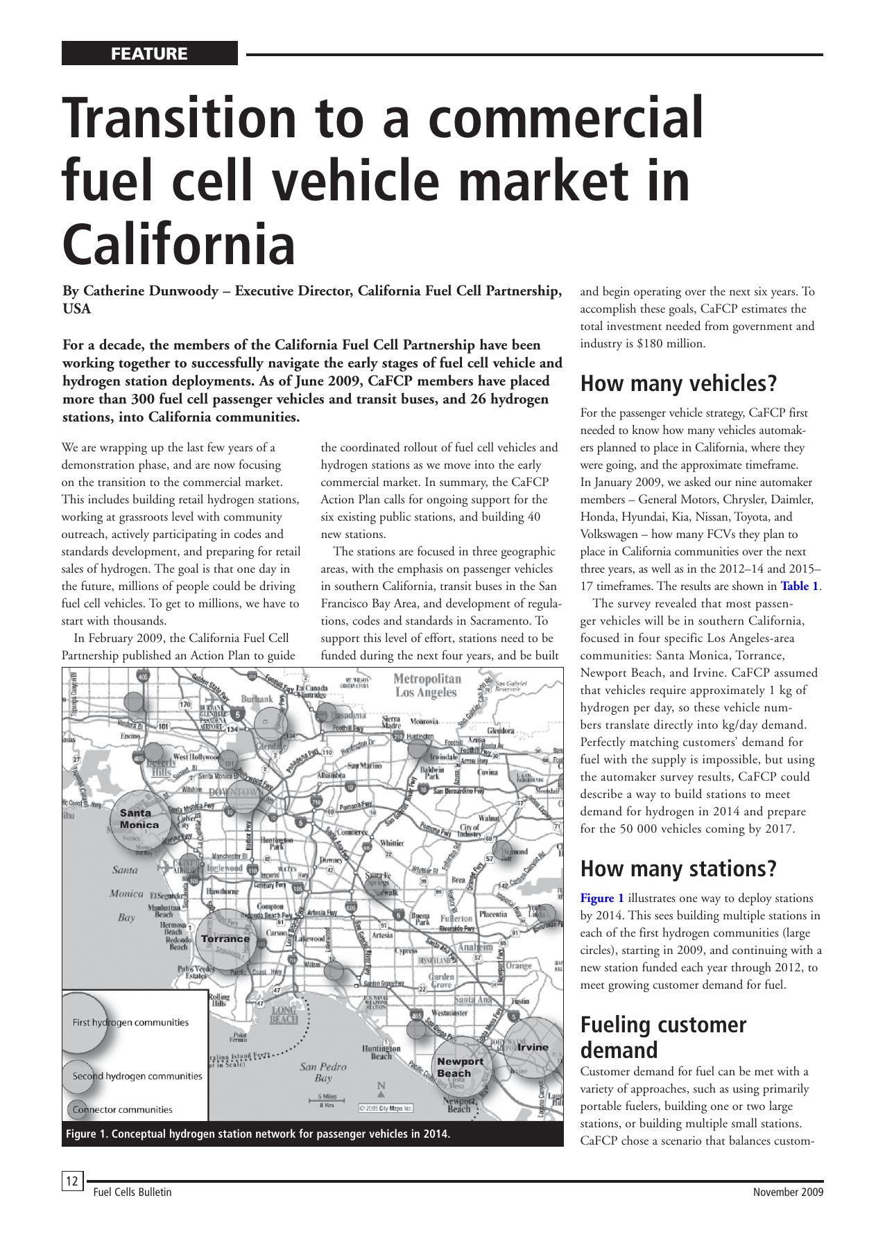 Transition to a commercial fuel cell vehicle market in California by Catherine Dunwoody