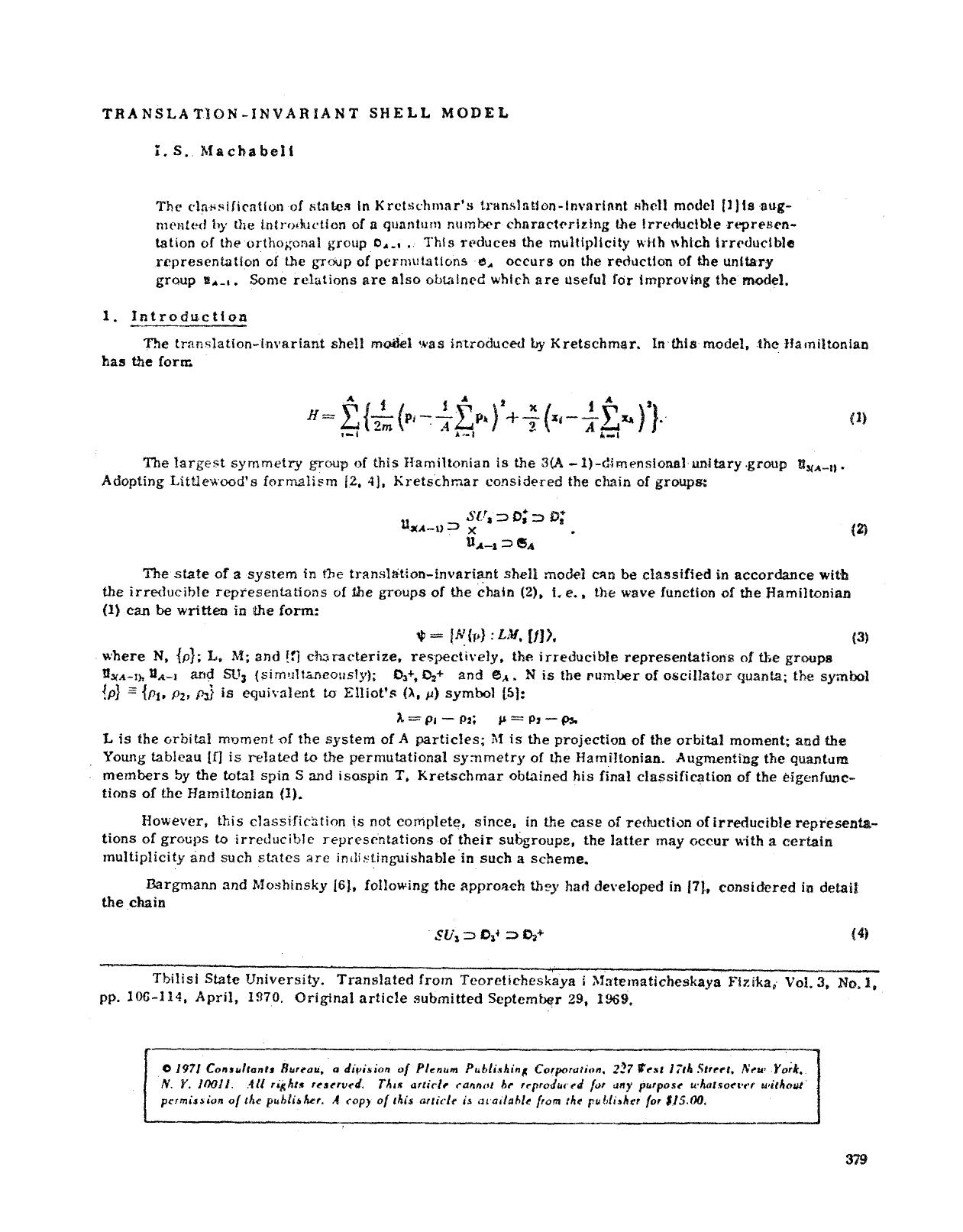 Translation-invariant shell model by Unknown