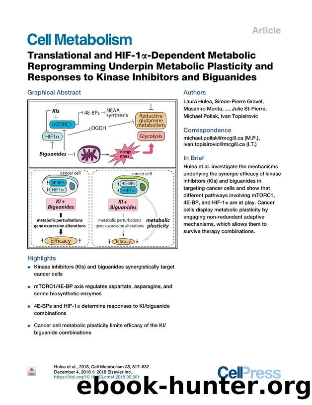 Translational and HIF-1Î±-Dependent Metabolic Reprogramming Underpin Metabolic Plasticity and Responses to Kinase Inhibitors and Biguanides by unknow
