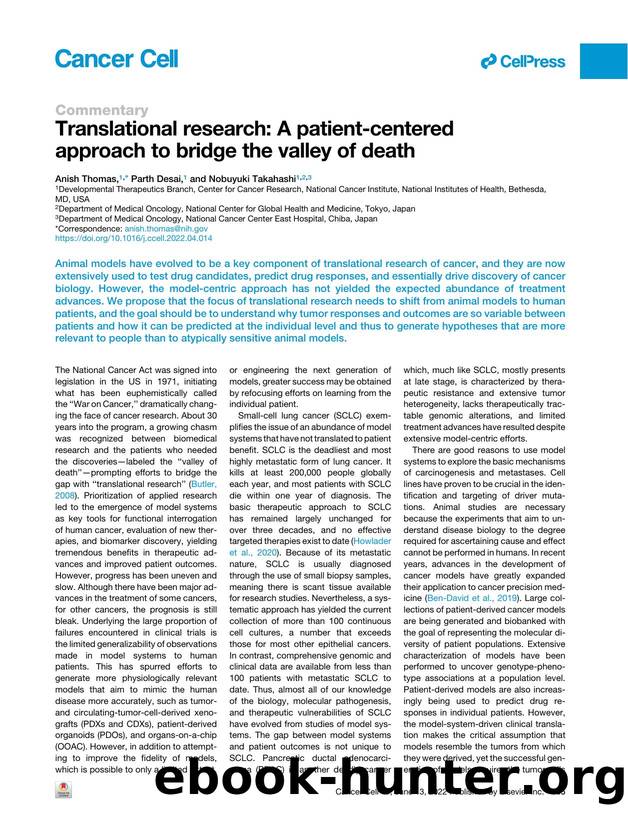 Translational research: A patient-centered approach to bridge the valley of death by Anish Thomas & Parth Desai & Nobuyuki Takahashi