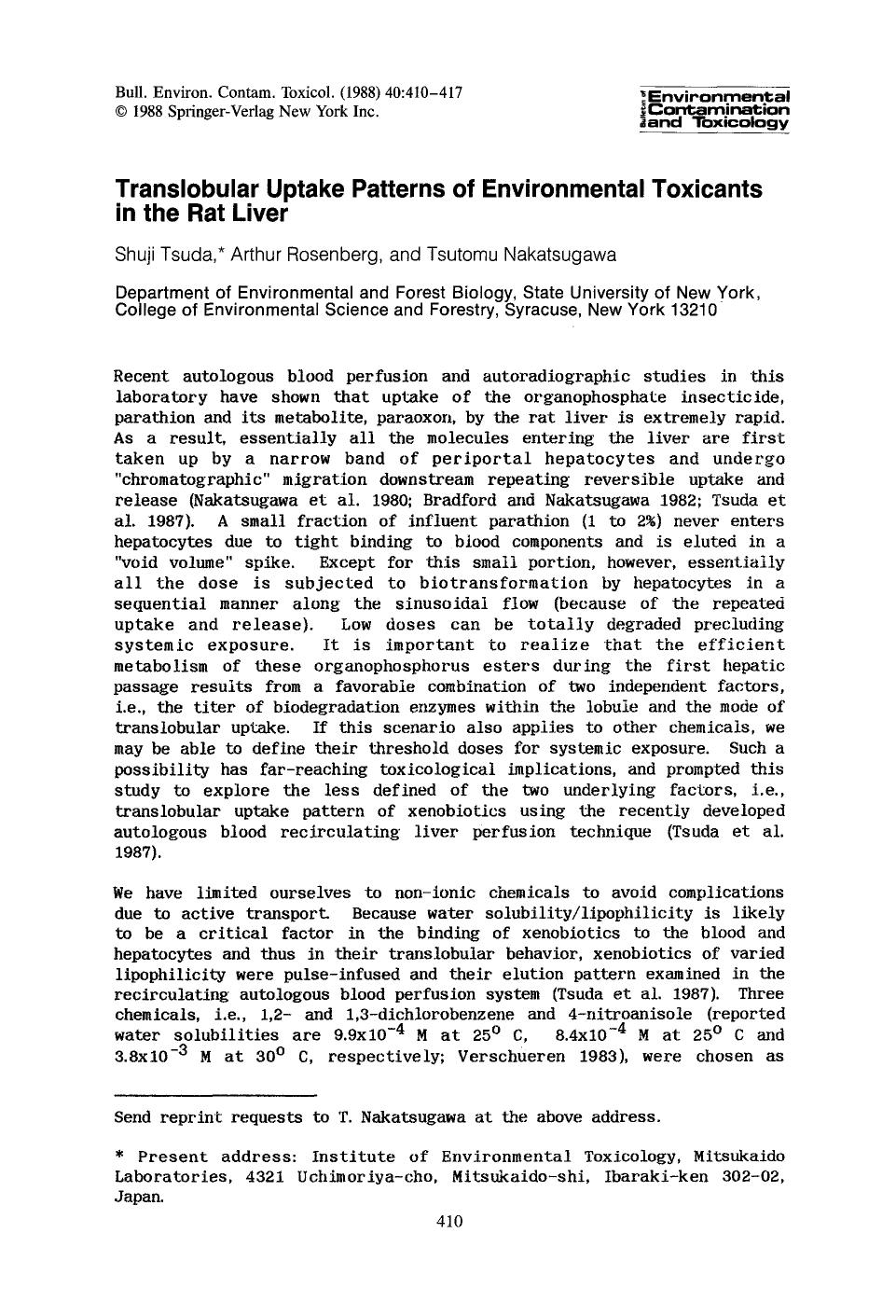 Translobular uptake patterns of environmental toxicants in the rat liver by Unknown
