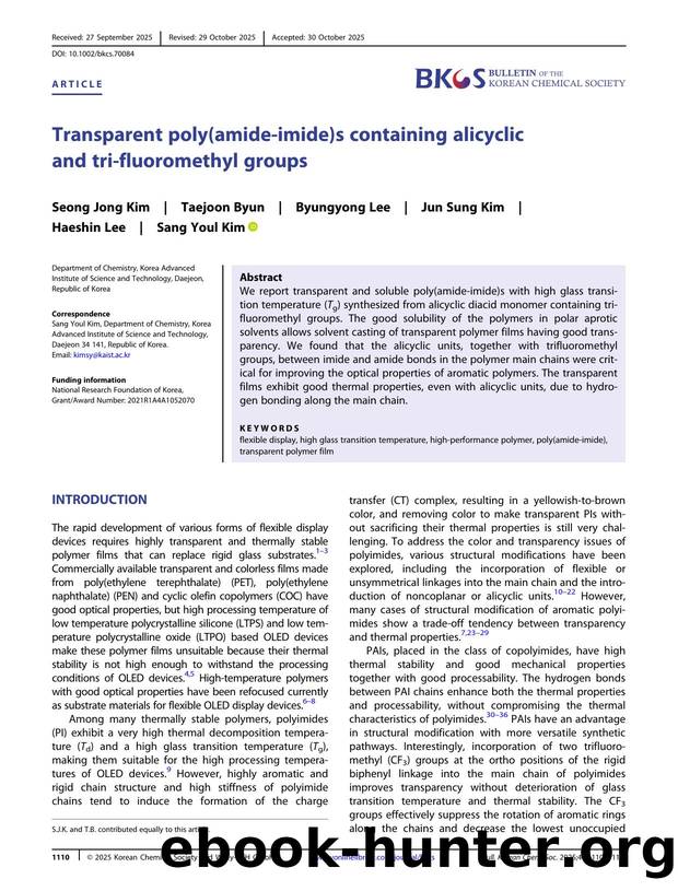 Transparent Poly(amideâimide)s Containing Alicyclic and Triâfluoromethyl Groups by Unknown