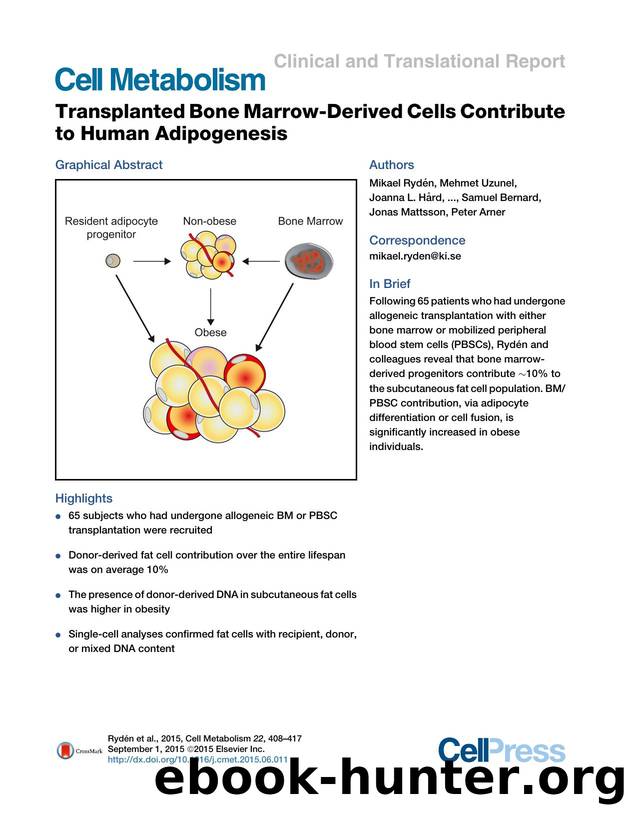 Transplanted Bone Marrow-Derived Cells Contribute to Human Adipogenesis by unknow