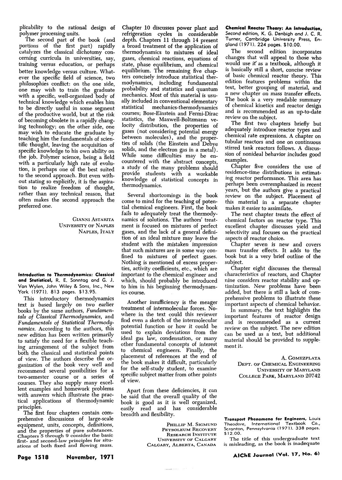 Transport Phenomena for Engineers, Louis Theodore, International Textbook CO., Scronton, Pennsylvania(1971). 338 pages. [dollar]12.00. by Unknown