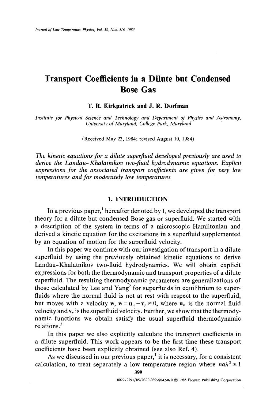 Transport coefficients in a dilute but condensed Bose gas by Unknown