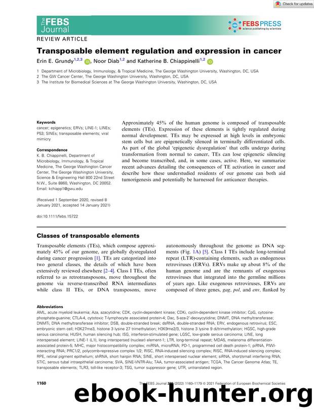 Transposable element regulation and expression in cancer by Unknown