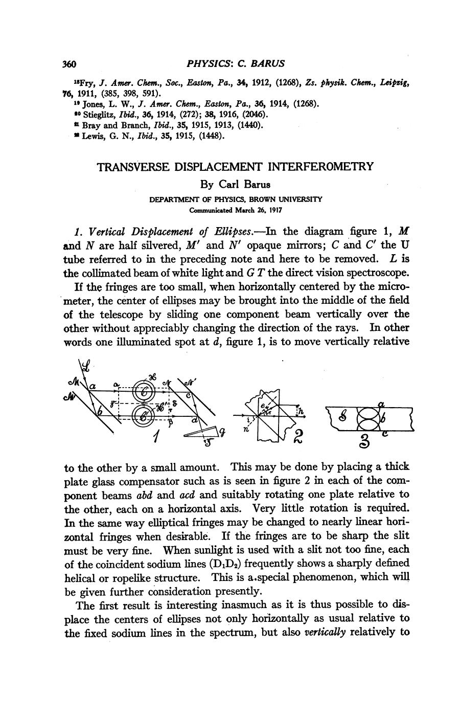 Transverse Displacement Interferometry by Barus C