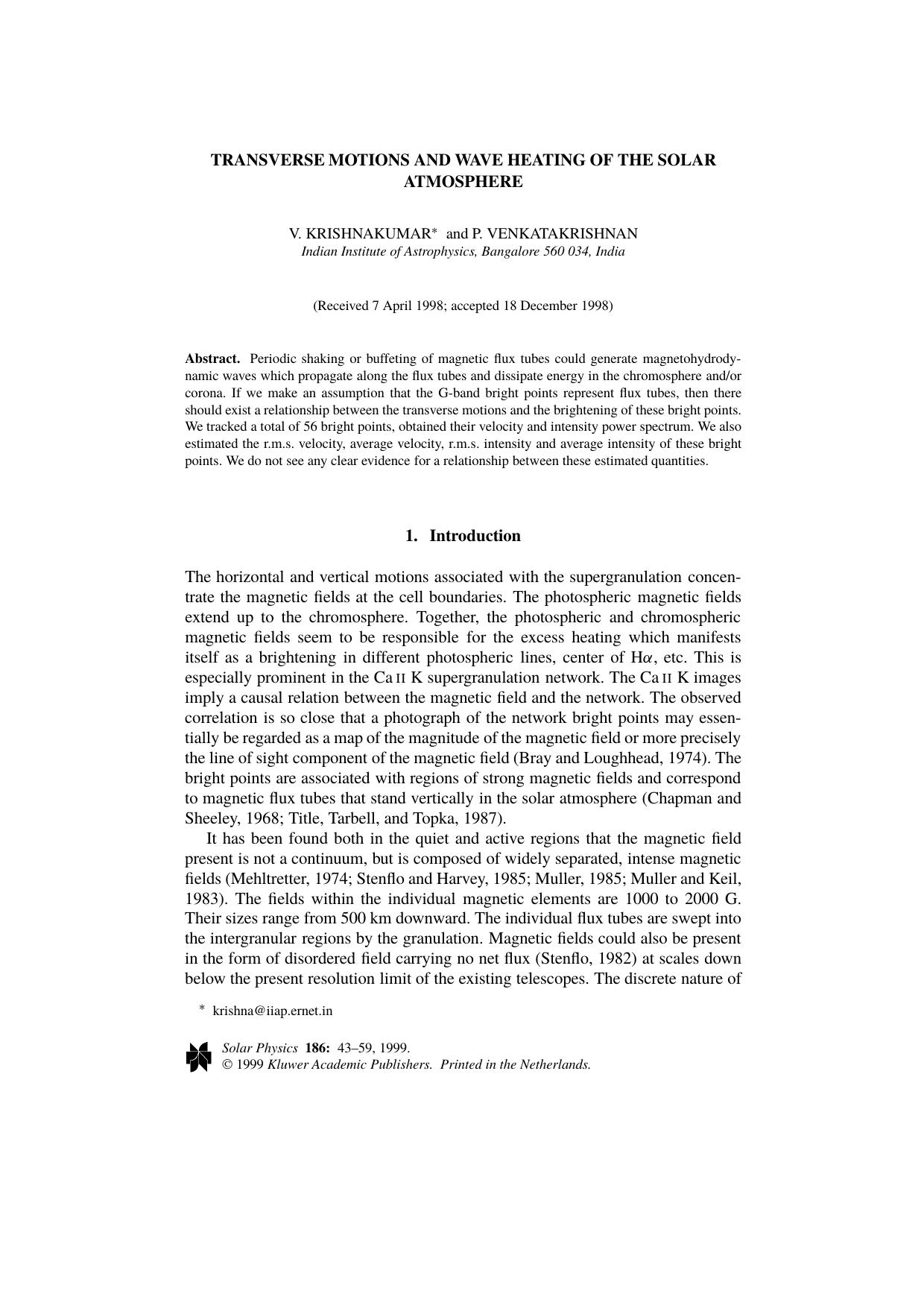 Transverse motions and wave heating of the solar atmosphere by Unknown