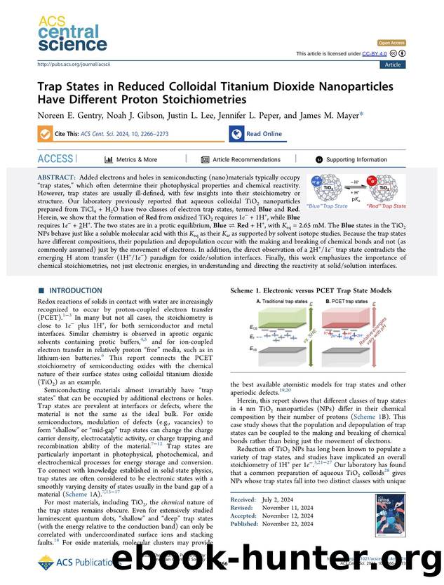 Trap States in Reduced Colloidal Titanium Dioxide Nanoparticles Have Different Proton Stoichiometries by unknow
