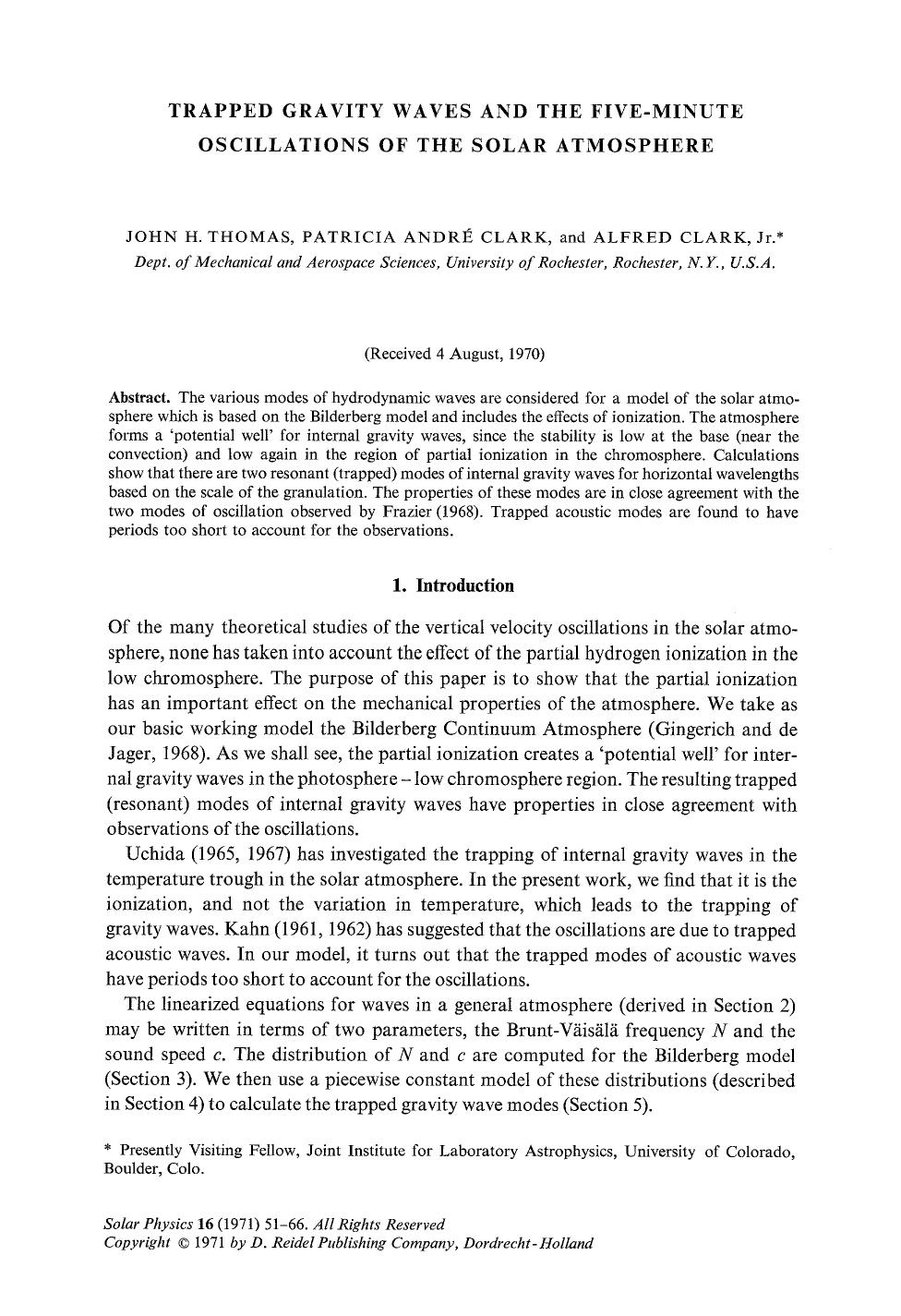 Trapped gravity waves and the five-minute oscillations of the solar atmosphere by Unknown