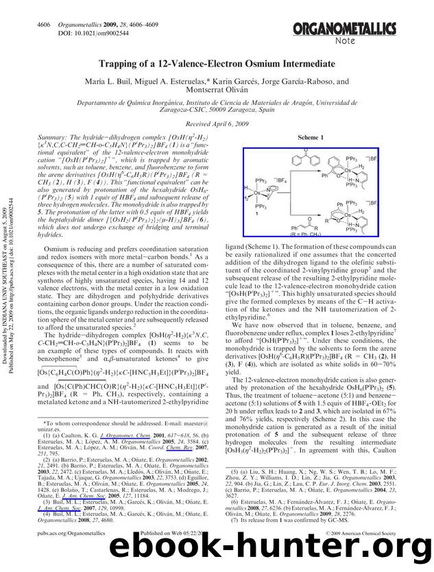 Trapping of a 12-Valence-Electron Osmium Intermediate by María L. Buil Miguel A. Esteruelas* Karin Garcés Jorge García-Raboso & Montserrat Oliván