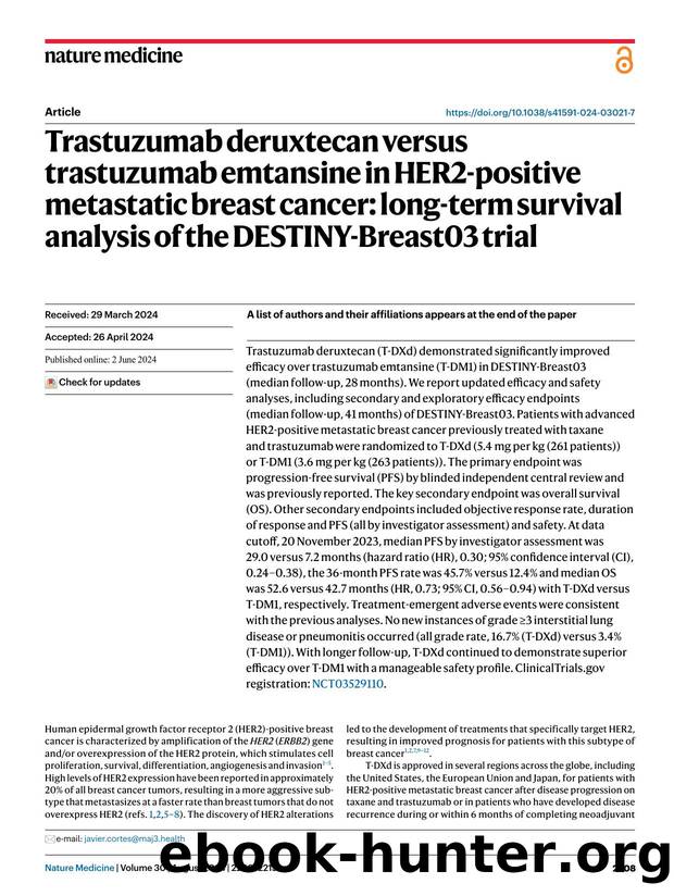 Trastuzumab deruxtecan versus trastuzumab emtansine in HER2-positive metastatic breast cancer: long-term survival analysis of the DESTINY-Breast03 trial by unknow