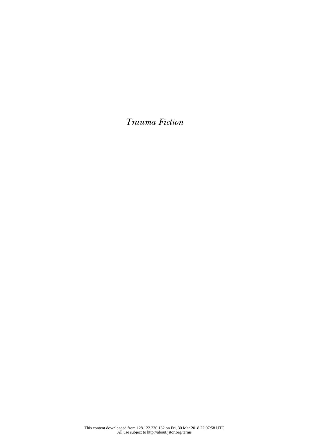 Trauma Fiction by Anne Whitehead