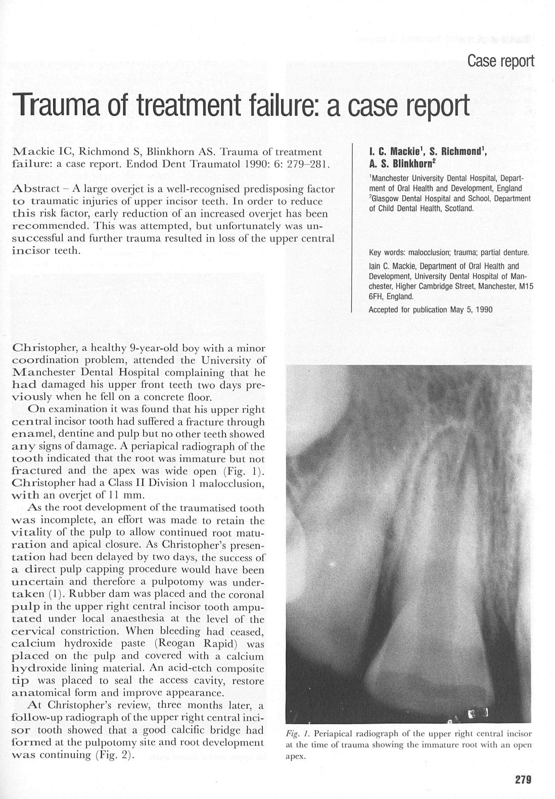 Trauma of treatment failure a case report by Unknown