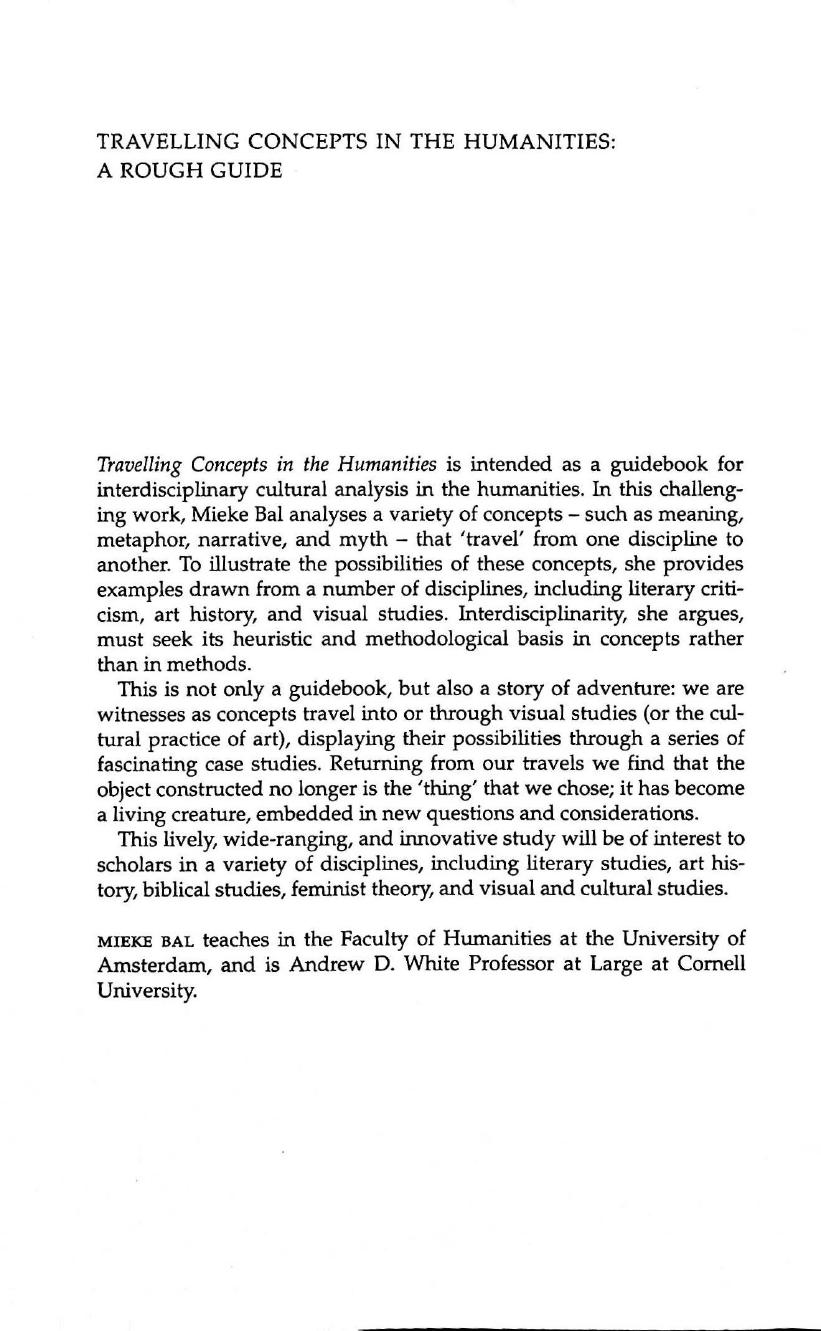 Travelling Concepts in the Humanities. A Rough Guide by Mieke Bal