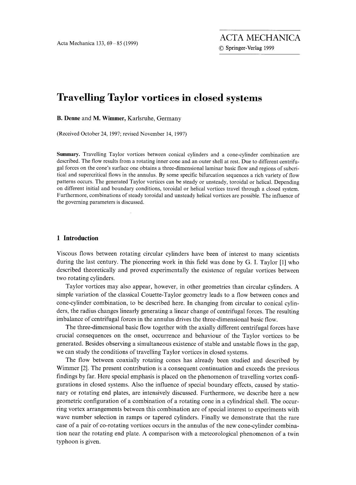 Travelling Taylor vortices in closed systems by Unknown