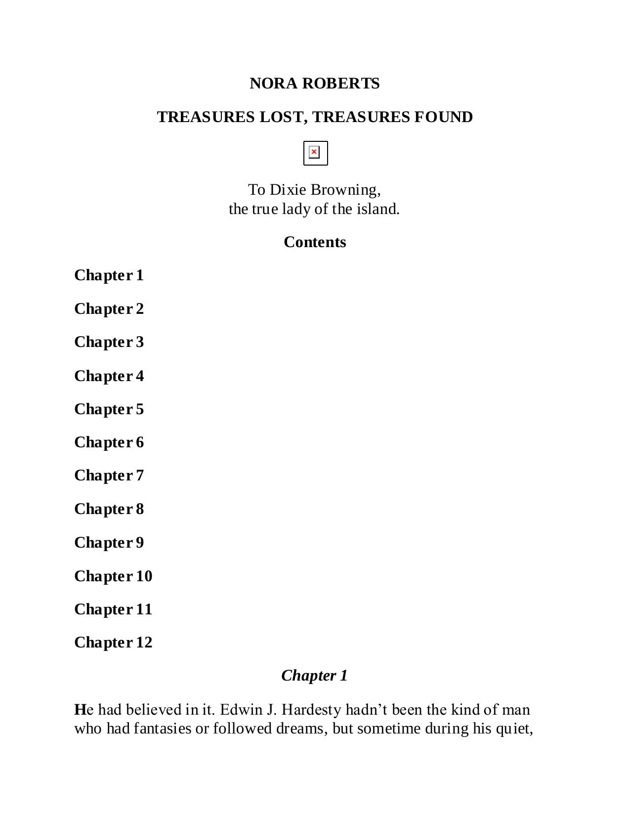 Treasures Lost, Treasure Found-Nora Roberts(1986) by Nichole Archer