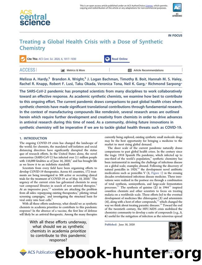 Treating a Global Health Crisis with a Dose of Synthetic Chemistry by unknow