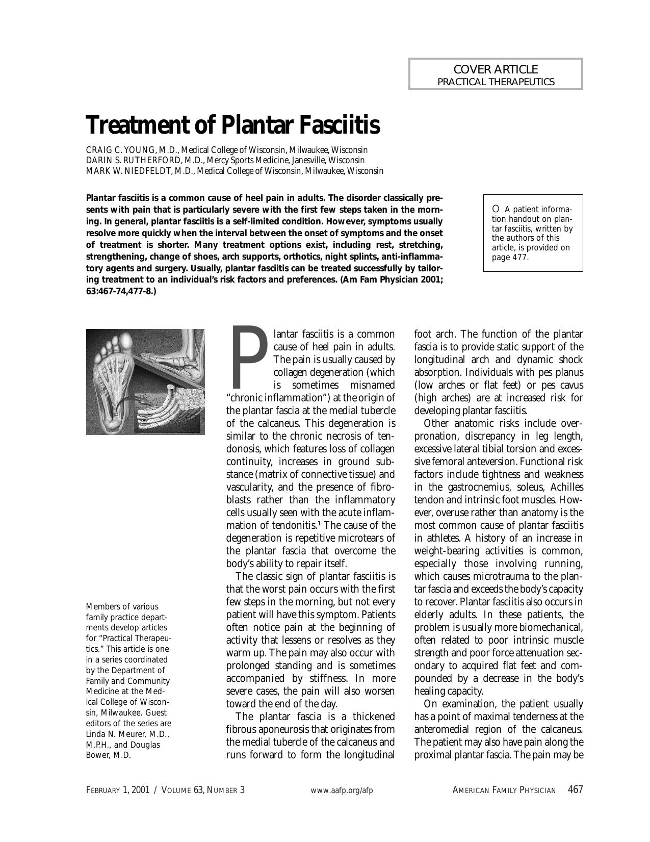 Treatment of Plantar Fasciitis - American Family Physician by Unknown