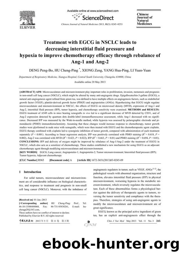 Treatment with EGCG in NSCLC leads to decreasing interstitial fluid pressure and hypoxia to improve chemotherapy efficacy through rebalance of Ang-1 and Ang-2 by Peng-Bo DENG & Cheng-Ping HU & Zeng XIONG & Hua-Ping YANG & Yuan-Yuan LI