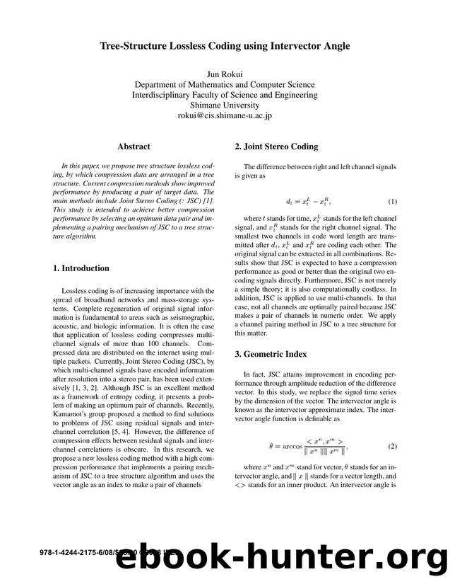 Tree-Structure Lossless Coding using Intervector Angle by 