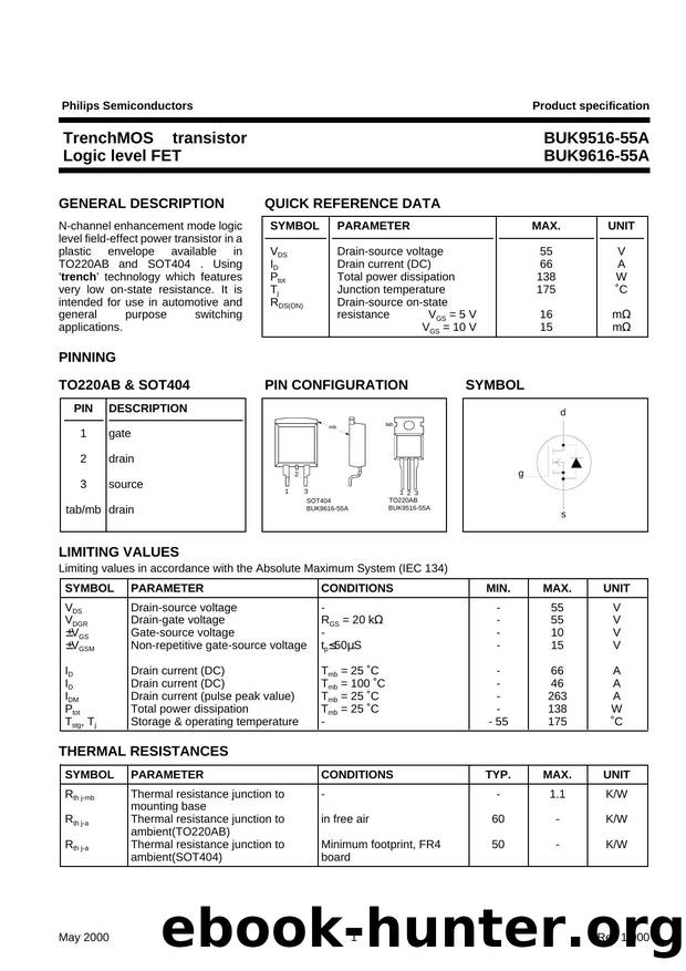 TrenchMOS(TM) transistor Logic level FET by Philips Semiconductors