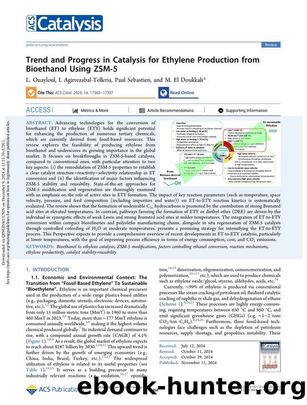 Trend and Progress in Catalysis for Ethylene Production from Bioethanol Using ZSM-5 by L. Ouayloul I. Agirrezabal-Telleria Paul Sebastien & M. El Doukkali
