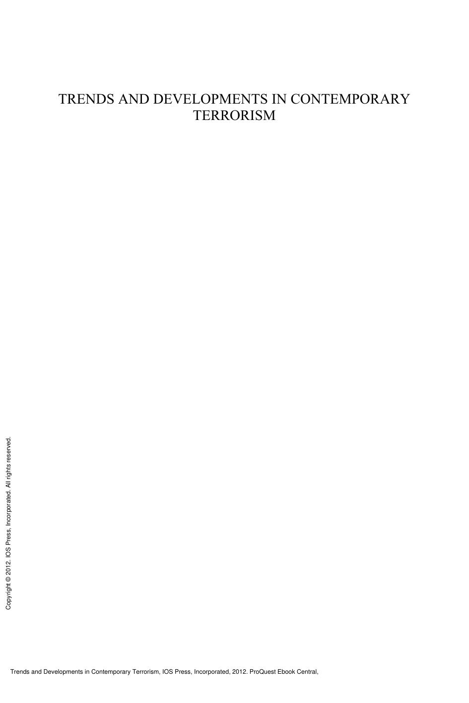 Trends and Developments in Contemporary Terrorism by D. -R. Voica