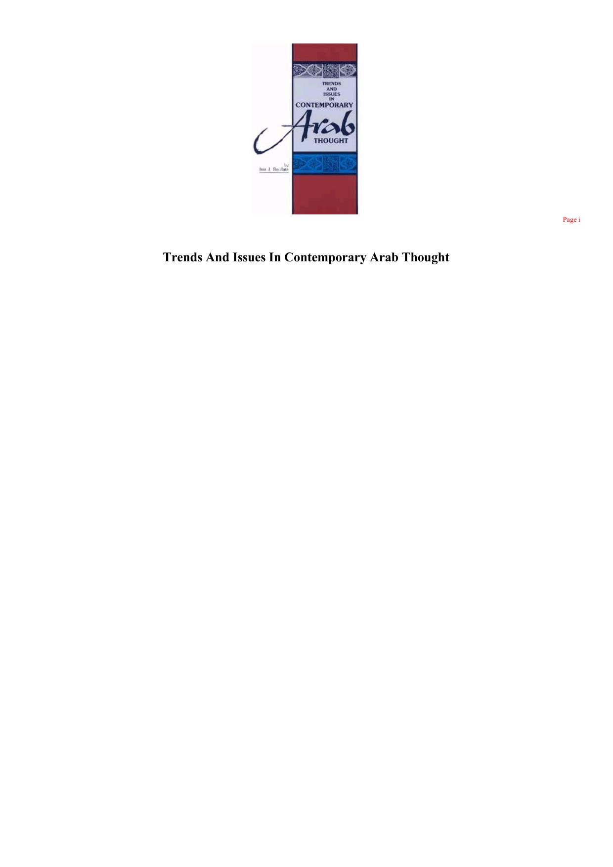 Trends and Issues in Contemporary Arab Thought by Issa J. Boullata