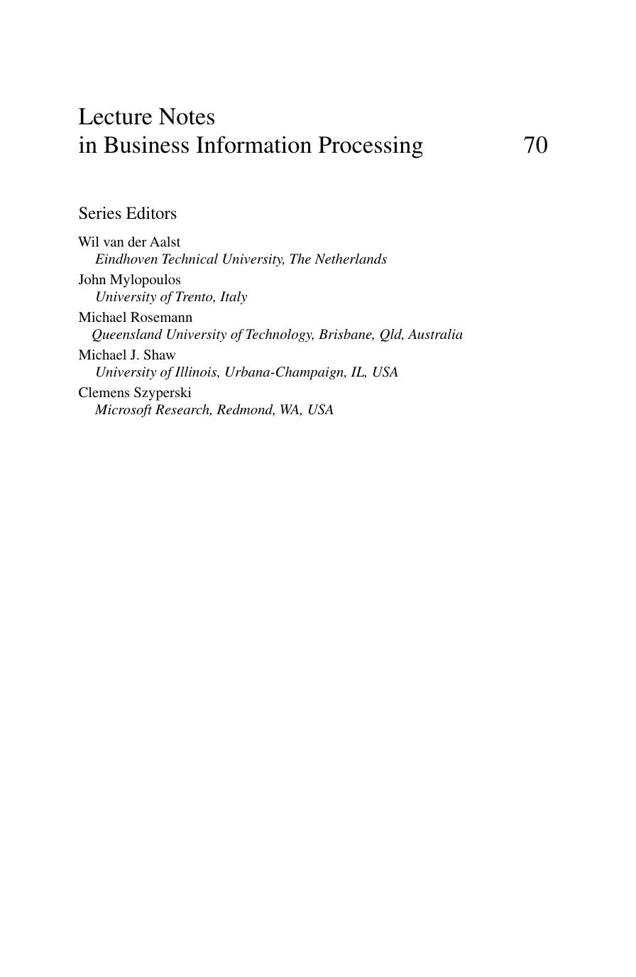 Trends in Enterprise Architecture Research: 5th International Workshop, TEAR 2010, Delft, The Netherlands, November 12, 2010. Proceedings by unknow