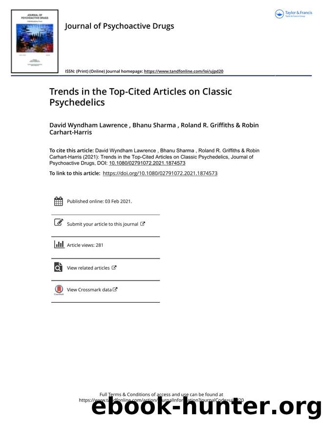 Trends in the Top-Cited Articles on Classic Psychedelics by David Wyndham Lawrence & Bhanu Sharma & Roland R. Griffiths & Robin Carhart-Harris