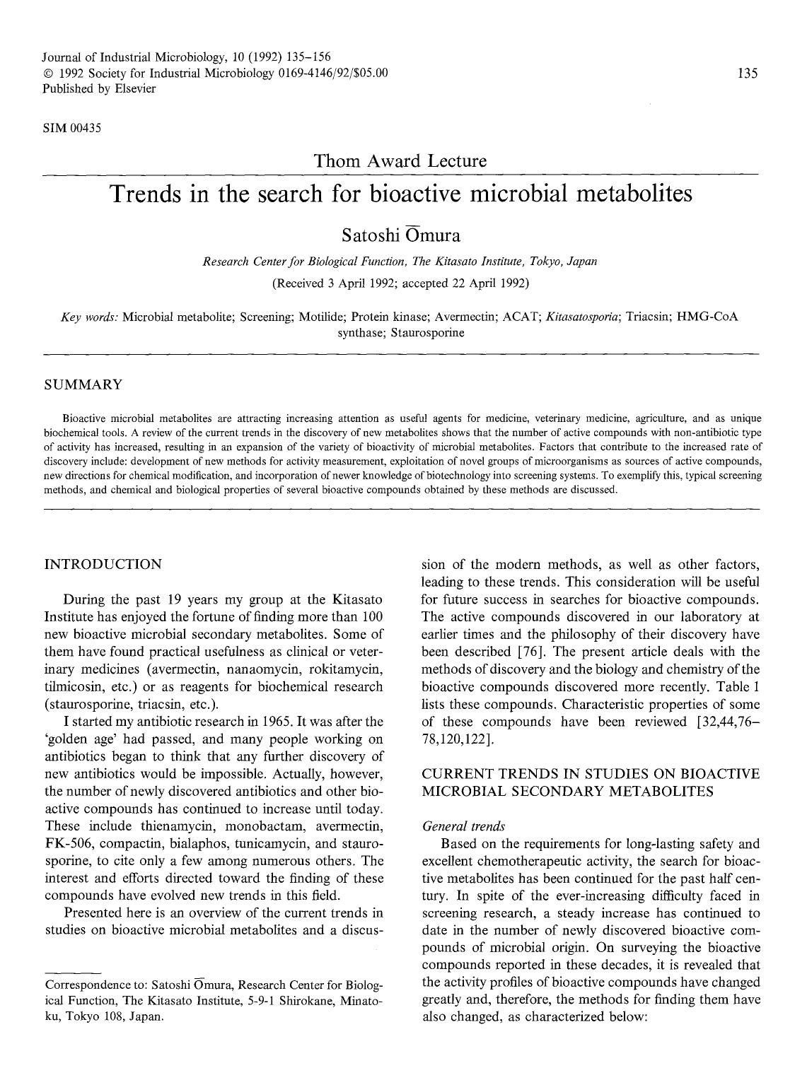 Trends in the search for bioactive microbial metabolites by Unknown
