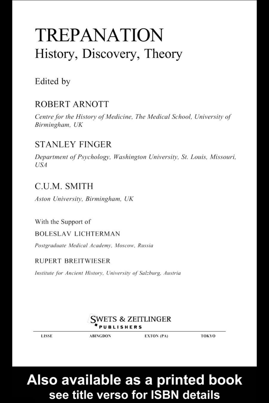 Trepanation by Robert Arnott Stanley Finger Chris Smith