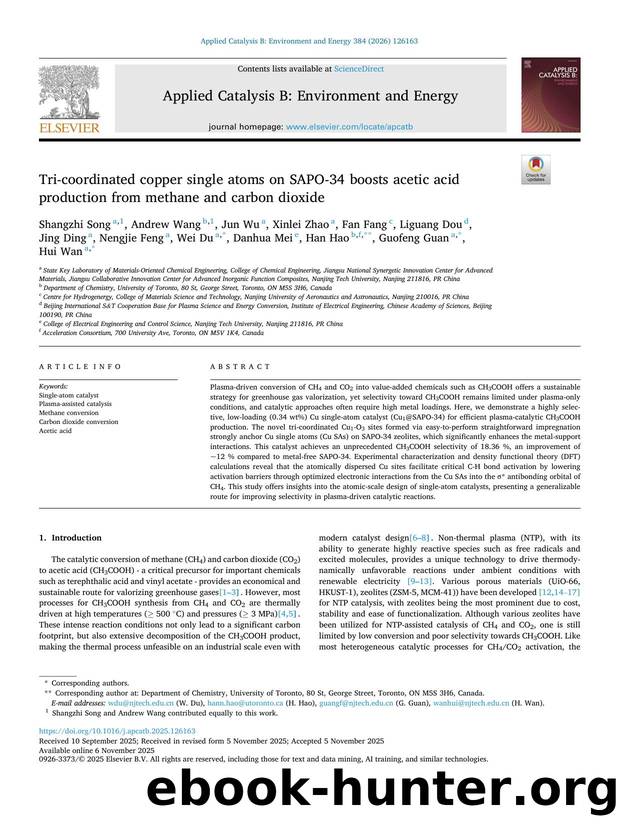 Tri-coordinated copper single atoms on SAPO-34 boosts acetic acid production from methane and carbon dioxide by unknow