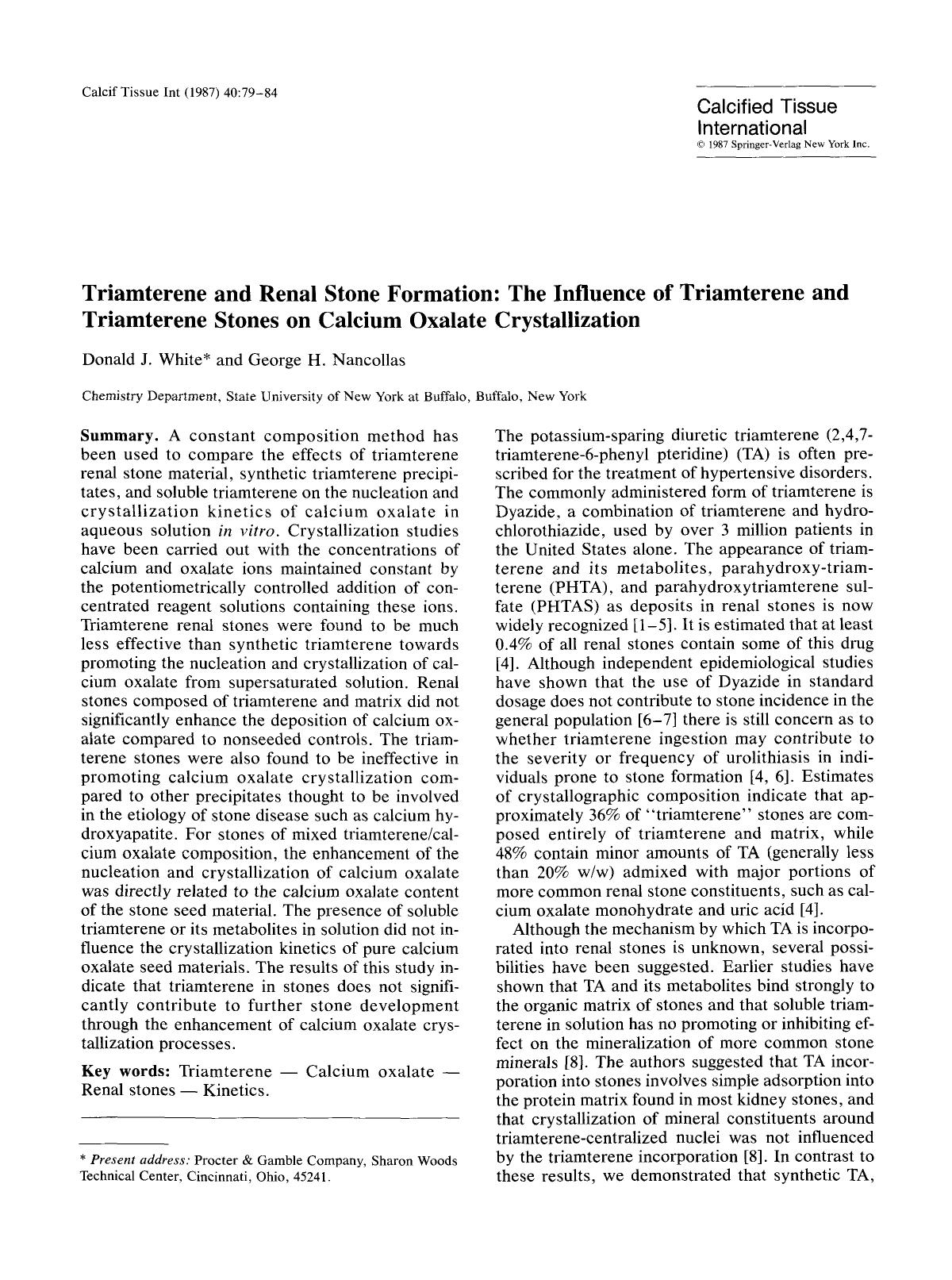 Triamterene and renal stone formation: The influence of triamterene and triamterene stones on calcium oxalate crystallization by Unknown