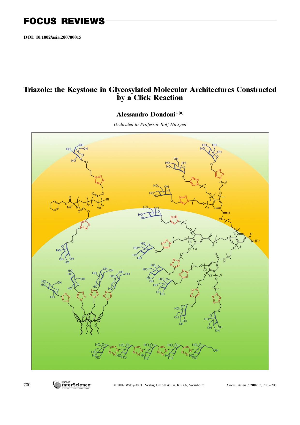 Triazole: the Keystone in Glycosylated Molecular Architectures Constructed by a Click Reaction by Unknown