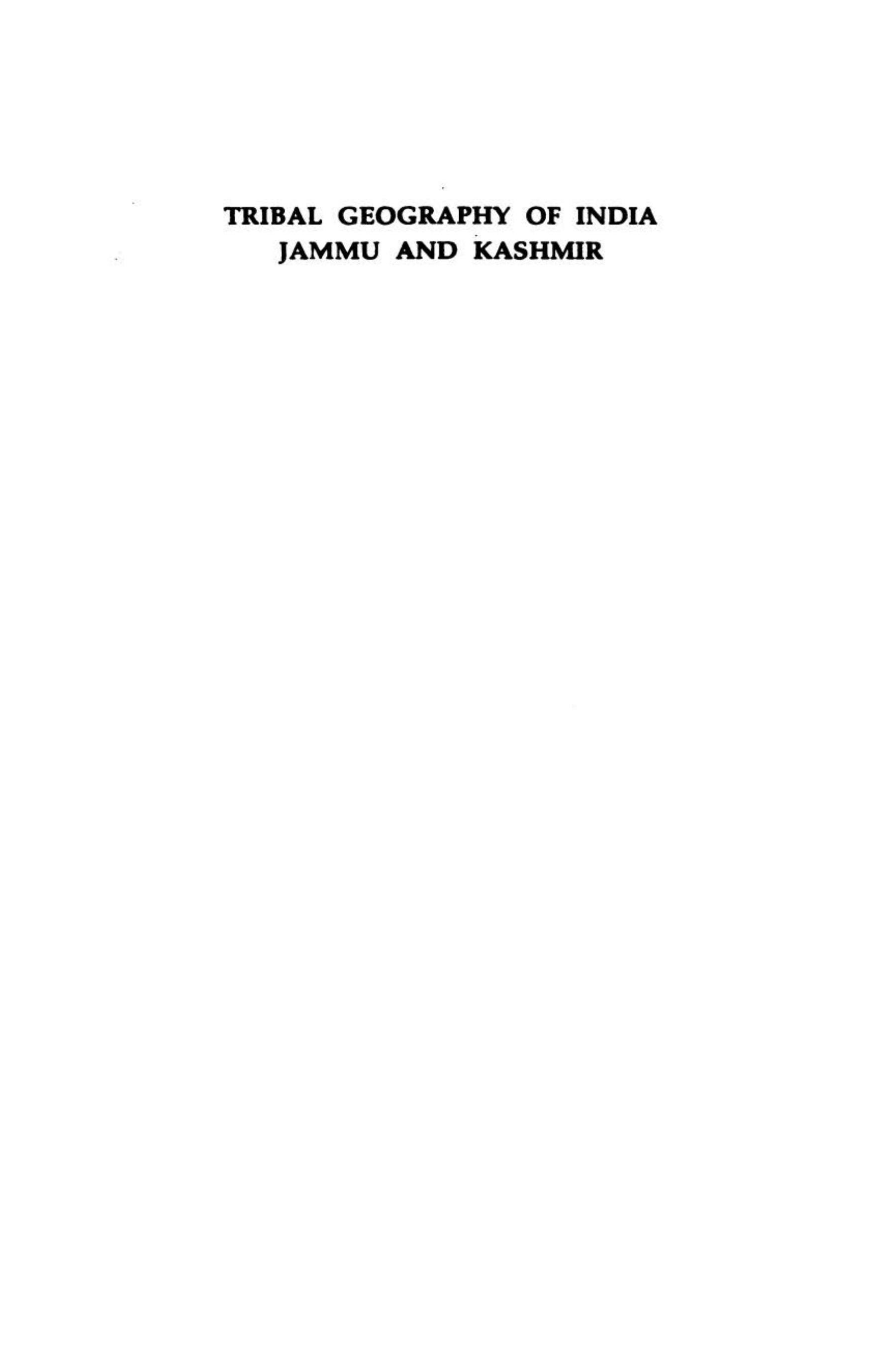 Tribal Geography of India Jammu and Kashmir by Mohammed Bashir Magray